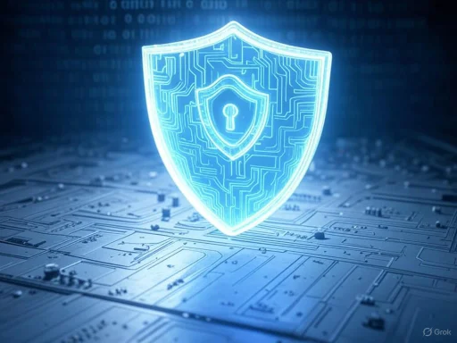 A digital shield with a keyhole icon symbolizes cybersecurity and data protection on a circuitry background. A digital shield with a keyhole icon symbolizes cybersecurity and data protection on a circuitry background.