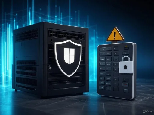 Secure server with a shield icon, paired with a keypad lock, indicating protected digital access and cybersecurity.