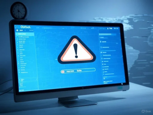 A computer screen displays an alert with a warning triangle and exclamation mark, indicating a security threat or error.