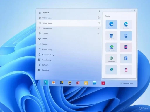 A computer screen displays a Windows 11 interface with a sidebar of applications and a selection of icons on the right side.