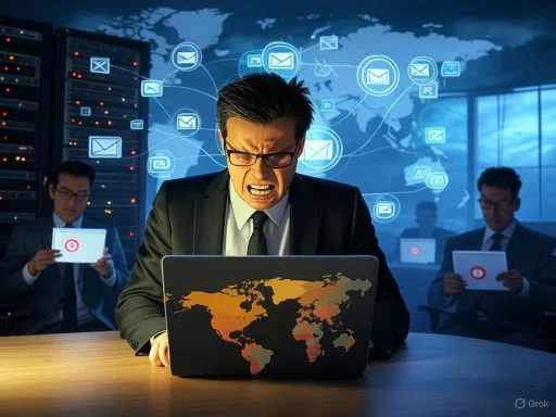 A stressed businessman yelling at his laptop during a digital communication failure, with colleagues working in the background. A stressed businessman yelling at his laptop during a digital communication failure, with colleagues working in the background.