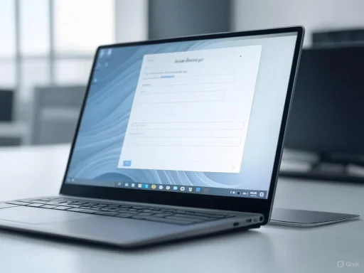 A sleek laptop displaying a form titled 'Just Answer' on a clean, modern desk.