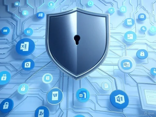 A digital shield protecting various software and data icons represents cybersecurity. A digital shield protecting various software and data icons represents cybersecurity.