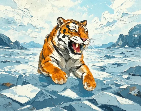 Tiger In The Ice Field.webp