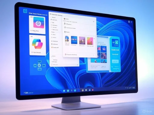 A computer monitor displaying a Windows interface with multiple open windows and personalized icons.