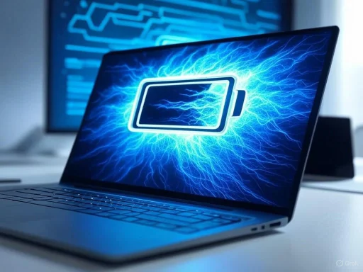 A laptop with a fast-charging battery icon and electric blue lightning effects on the screen.