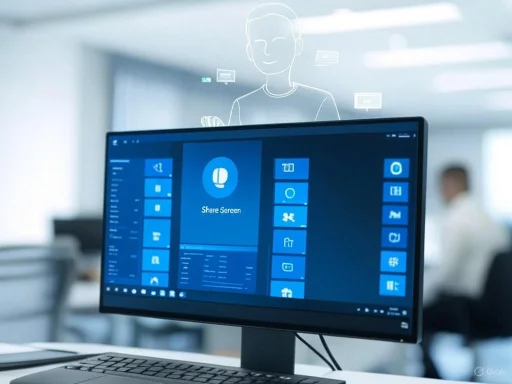 A computer monitor displaying a software interface with a human figure illustration holographically projected above.