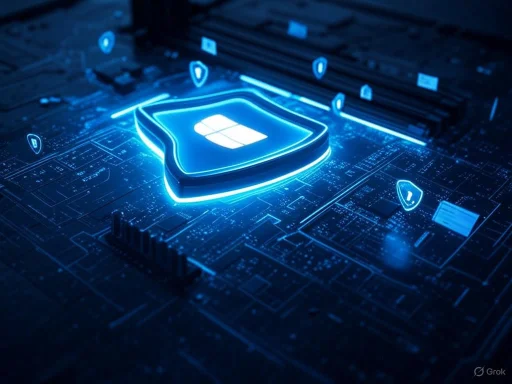 A digital security shield with the Windows logo illuminated on a circuit board, symbolizing cybersecurity. A digital security shield with the Windows logo illuminated on a circuit board, symbolizing cybersecurity.