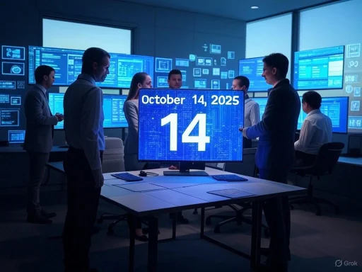 A team of professionals analyzes data on multiple screens in a high-tech control room on October 14, 2025.