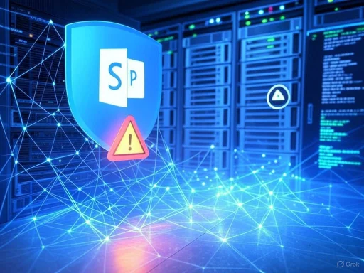 A cybersecurity-themed image with a shield and warning icon overlaying servers and digital network connections.