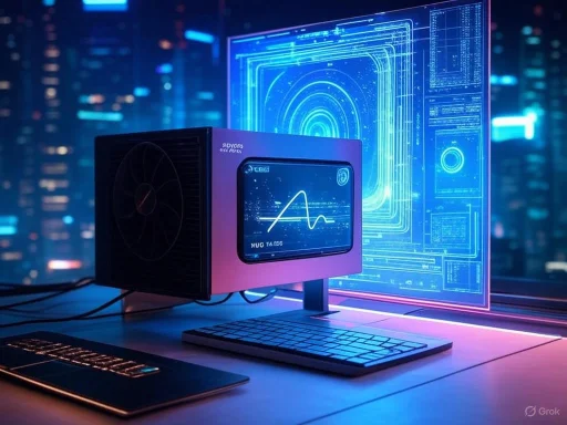 A futuristic workspace with a computer displaying a biometric waveform, set against a holographic data screens in a high-tech city. A futuristic workspace with a computer displaying a biometric waveform, set against a holographic data screens in a high-tech city.