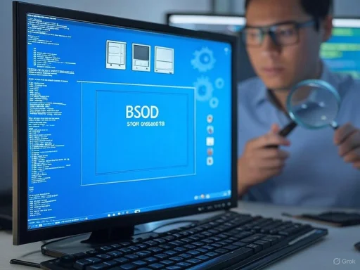 A person analyzing a computer screen displaying technical data and diagrams related to motherboard design.