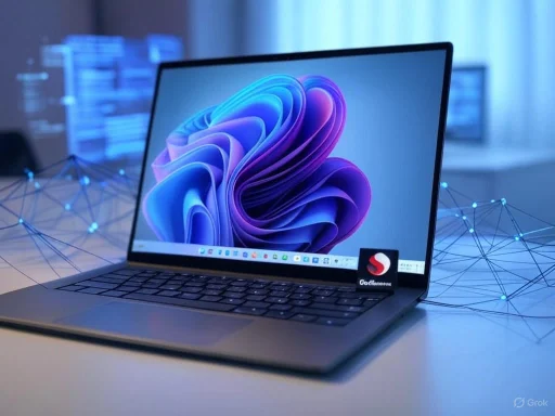 A sleek Lenovo laptop displaying a colorful abstract wallpaper, surrounded by a futuristic network of illuminated nodes. A sleek Lenovo laptop displaying a colorful abstract wallpaper, surrounded by a futuristic network of illuminated nodes.