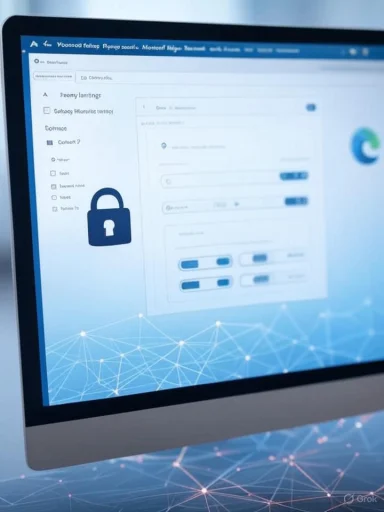 Computer screen displays a secured form with a lock icon, indicating data protection and privacy features.