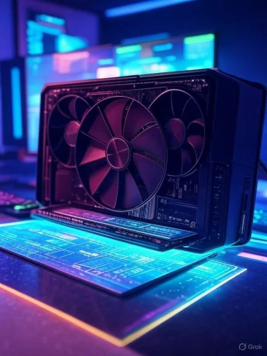 High-performance gaming PC with transparent display showcasing advanced graphics and cooling components.