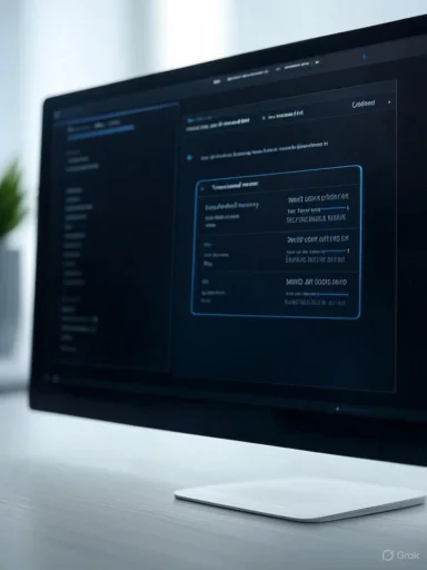 A computer monitor displays a dark-themed cybersecurity or data encryption interface.