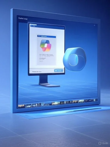A blue futuristic display shows a floating 3D torus beside a computer monitor.