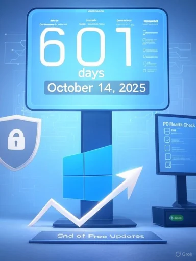 Countdown to Oct 14, 2025: 601 days left until the end of free updates.