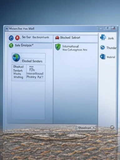 Retro Windows-style email client window with garbled text on a rocky ground.