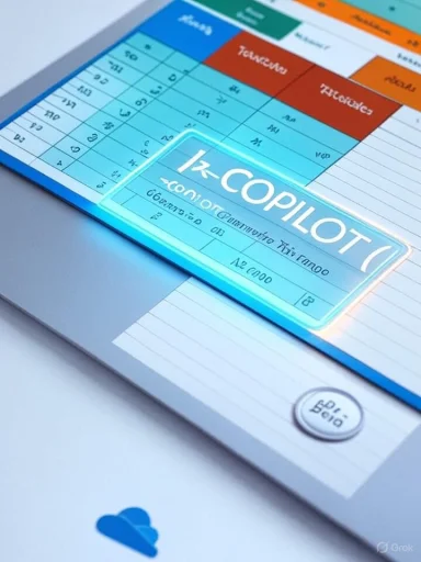 Colorful calendar page with a glowing I-COPILOT badge overlay.