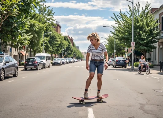 Lady Using A Skateboard.webp