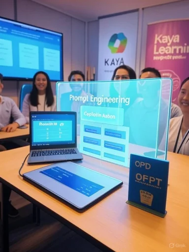 A team presents Promot Engineering on a glass display board with laptops on the table.