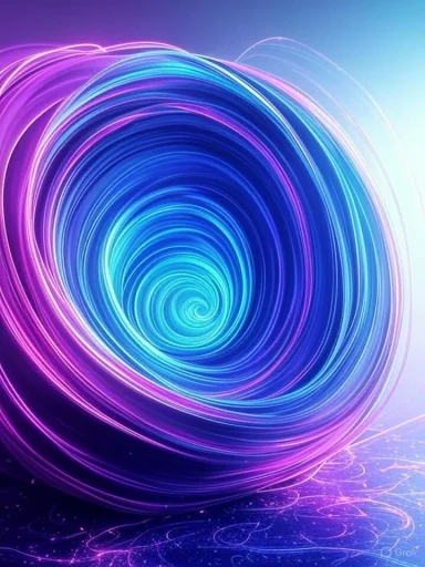 Neon blue and purple light spirals into a glowing vortex tunnel.