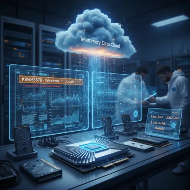 A glowing cloud labeled 'Telemerry Data Cloud' hovers over holographic dashboards in a data lab.
