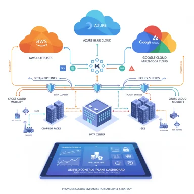 Unified control plane diagram showing cross-cloud governance across AWS, Azure, and Google Cloud. Unified control plane diagram showing cross-cloud governance across AWS, Azure, and Google Cloud.