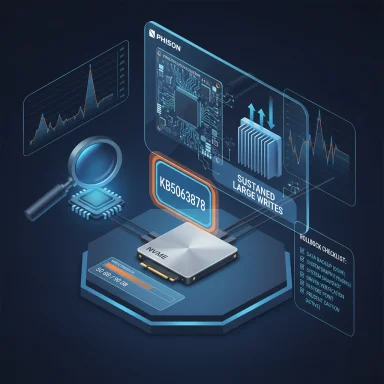 Futuristic NVMe SSD with holographic analytics and performance graphs.