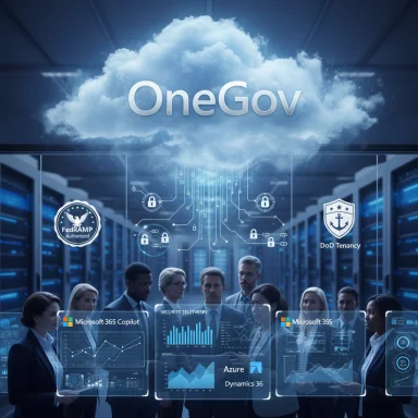 OneGov cloud connects secure government IT with FedRAMP/DoD tenancy and holographic dashboards.