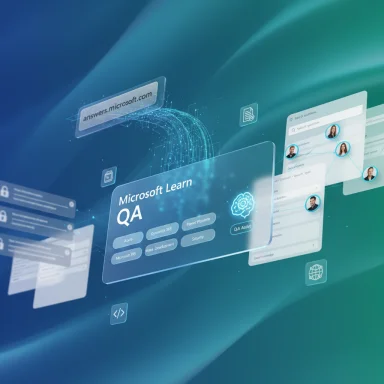 A futuristic UI dashboard for Microsoft Learn QA with floating, interconnected panels.