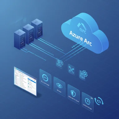 Azure Arc links on-prem servers to the cloud for hybrid cloud management.