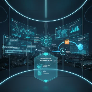Futuristic holographic data dashboard hovering in a neon-lit control room.