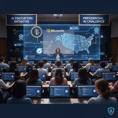 Students in a high-tech AI classroom watch a presenter explain with a large digital map projection.