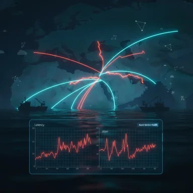 Global network links radiate from a central hub across the world, with latency and jitter graphs shown below.