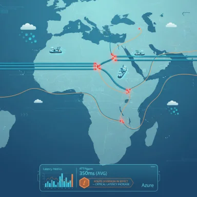 Global map of shipping routes and latency lines with a route diversion alert.