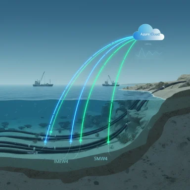 Undersea fiber optic cables transmit data to Azure Cloud.