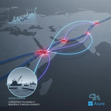 Azure network map highlighting the Jeddah Corridor chokepoint vulnerability and resilience through diversity.