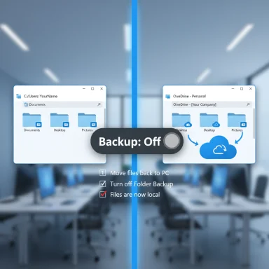 Split-screen UI showing local folders vs cloud backup with a large “Backup: Off” toggle.