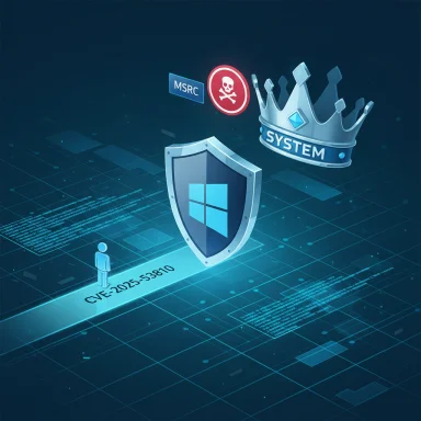 Windows security shield protects against CVE-2025-53810 vulnerability.