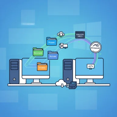 Two PCs migrate folders (Desktop, Documents, Pictures) via cloud using PCmover.