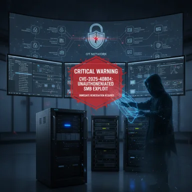 A hooded hacker triggers a critical warning about an SMB exploit in a data center.