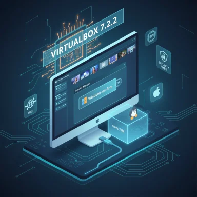 VirtualBox 7.2.2 virtualization: Windows-on-Arm host with a Linux guest VM.