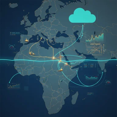 Global cloud network coordinates data-driven shipping routes worldwide.