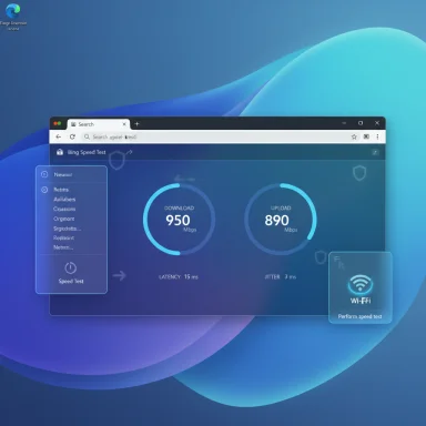 Windows desktop shows a speed test with 950 Mbps down and 890 Mbps up.