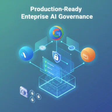 Production-ready enterprise AI governance diagram with multi-cloud platforms and security controls.