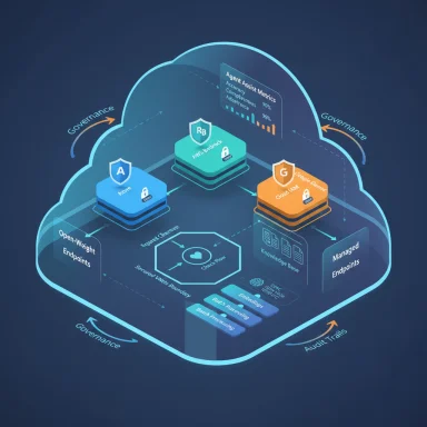 A cloud-based multi-cloud platform with open-weight and managed endpoints, governance, and audit trails.