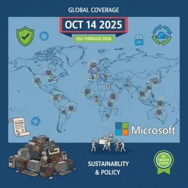 Microsoft global coverage infographic showing worldwide computers for sustainability and policy.