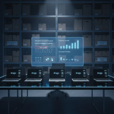 A futuristic data lab in a warehouse, with holographic dashboards above laptops.